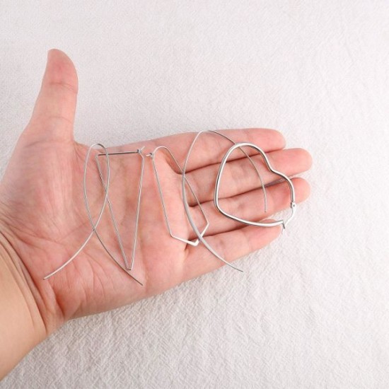 10Pairs Threader Large Hoop Earrings Set For Women Stainless Heart Star Square Threader Big Thin Wire Hoop Geometric Earrings Hoop Earrings 10Pairs Threader Large Hoop Earrings Set For Women Stainless Heart Star Square Threader Big Thin Wire Hoop Geometric Earrings Hoop Earrings